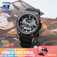 卡西歐（CASIO） 男表女表卡西歐手表男女情侶表學(xué)生時(shí)尚運動(dòng)表太陽(yáng)能雙顯電子表 AQ-S820W-1AVPF黑豹 太陽(yáng)能