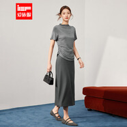 IEF/愛(ài)依服一整套穿搭2025秋季新款韓版簡(jiǎn)約通勤氣質(zhì)感上下套長(cháng)裙 灰 L