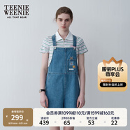 Teenie Weenie小熊夏裝學(xué)院風(fēng)休閑背帶褲復古韓版牛仔褲短褲女 淺藍色 M (165)