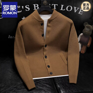 羅蒙（ROMON）2025秋冬新款純色立領(lǐng)針織開(kāi)衫外套男休風(fēng)百搭毛衣亨利領(lǐng)針織衫潮 焦糖色 M 100-115斤