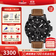 天梭（TISSOT）【官方授權店】 瑞士手表 新款速敢系列黑武士計時碼運動防水男表 黑盤皮帶T125.617.36.051.01
