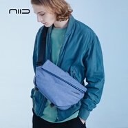 NIID原創(chuàng)郵差包潮牌男士包包單肩包機能斜挎包多功能男包休閑挎包R1 霧藍(按壓扣，不含卡盒)