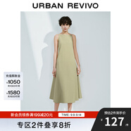 UR2025春季新款女裝法式氣質(zhì)后拉鏈?zhǔn)昭鼰o(wú)袖連衣裙UWM750031 卡其綠 XL