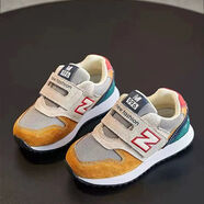 新百倫NB996真皮運動(dòng)鞋兒童2025新款秋冬加絨老爹鞋男童鞋子字鞋女童鞋 6803橘色單鞋 27 碼17.1