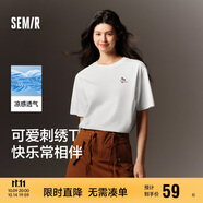 森馬（Semir）迪士尼短袖t恤女中長款寬松圓領上衣25夏涼感打底衫109325100025