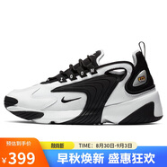 耐克NIKE休閑鞋女老爹鞋緩震ZOOM 2K休閑鞋AO0354-100白黑38
