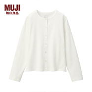 無(wú)印良品 MUJI 女式 粗棉線(xiàn) 天竺編織 開(kāi)衫 白色 S