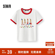 森馬（Semir）哈利波特聯(lián)名短袖T恤女短款2025夏季修身撞色套頭衫109325100045