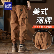 羅蒙重磅工裝褲男士2025秋冬新款美式潮牌寬松束腳運(yùn)動(dòng)休閑哈倫長(zhǎng)褲子 焦糖 31 【推薦150-165斤】