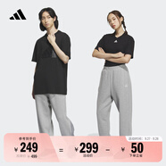adidas情侶款加絨加厚直筒束腳運動褲男女秋冬阿迪達斯官方輕運動   中麻灰   L