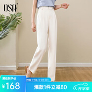 歐莎（OSA）高腰窄版OL職業(yè)垂感煙管西裝褲女通勤顯瘦直筒休閑褲子2025秋新款 米白色 L
