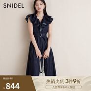 SNIDEL秋冬荷葉領(lǐng)收腰腰帶小飛袖牛仔連衣裙SWFO244260 牛仔藍(lán) M （1）