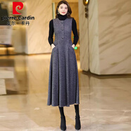 皮爾卡丹（pierre cardin）2025秋冬新款感灰色通勤無(wú)袖背心連衣裙女氣質(zhì)顯身材毛呢裙 灰色套裝 【連衣裙+毛衣】 M 【建議100斤內】