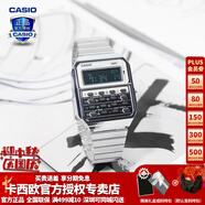 卡西歐（CASIO） 男表女表卡西歐手表男女情侶表學生時尚運動表太陽能雙顯電子表 CA-500WE-7BDF時尚銀黑 可計算器