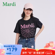 MARDI【京東奧萊】女士夏季休閑時(shí)尚短袖T恤MTX2522001319 黑色 S