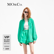 MO&Co.多巴胺燈籠袖寬松中性極簡風廓形襯衫襯衣外套設(shè)計感小眾 鮮綠色 S 160