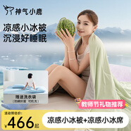 神氣小鹿小冰被夏涼被可水洗薄被芯單雙人空調(diào)被抑菌透氣 綠色套裝-小冰被+小冰席 150*200cm