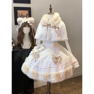 陸棧櫻花絮語(yǔ) 冬季日系doll感毛絨斗篷重工蓬蓬公主連衣裙兩件套 櫻花絮語(yǔ)斗篷+連衣裙+打底衫 L