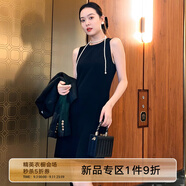美洋（MEIYANG）赫本小黑裙 法式優(yōu)雅云梯棉修身無袖彈力背心連衣裙時尚顯瘦裙子 黑色（短版） S