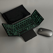 華強北酷雨CR99背光折疊鍵盤(pán)無(wú)線(xiàn)藍牙數字觸控板手機平板筆記本電腦通用 黑色【鍵盤(pán)+收納袋+鼠標】創(chuàng  )新鎖扣鍵盤(pán)鼠標全套收納 是