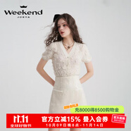 卓雅周末（JORYA weekend）2024夏季新款優(yōu)雅重工蕾絲亮片高腰A字半身短裙EJWEBF62 米色 M