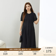 纖莉秀大碼女裝法式優(yōu)雅輕薄蕾絲氣質(zhì)顯瘦連衣裙胖mm夏裝新款0807 黑色 2XL