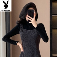花花公子（PLAYBOY）新品法國風(fēng)格羊毛吊帶裙兩件套秋冬新款底褲襯衫吊帶裙長裙套裝 單打底針織衫-旗艦款 XL