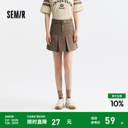森馬半身裙女純色短裙小個(gè)子俏皮時(shí)尚24夏季純棉百褶裙復(fù)古 咖啡50892 160/66A/M