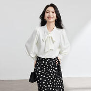 伯德小姐白色襯衫女雪紡蝴蝶結飄帶職業(yè)穿搭正裝內搭上衣教資面試襯衣