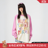 LALABOBO【陳丹妮同款】長袖T恤純棉多巴胺原創(chuàng)寬松可愛薄衛(wèi)衣LBEA-WSDT17 粉紅色 S