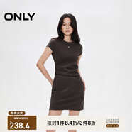 ONLY2025秋季新款金屬裝飾收腰捏褶短裙T恤裙連衣裙女|125161021 E09土質棕色 L