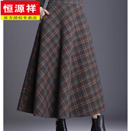 恒源祥冬季新款長(zhǎng)裙冬裙大碼女裝毛呢半身裙a字裙冬裝長(zhǎng)款裙子女冬秋冬 【5095】橘色格子 XL 【建議120-130斤】