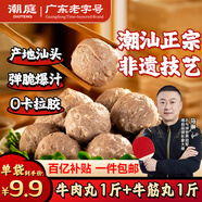 潮庭潮汕手打牛肉丸1斤+牛筋丸1斤 汕頭老字號火鍋食材生鮮燒烤夜宵