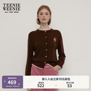 Teenie Weenie小熊秋季綿羊毛軟糯毛針織開衫簡(jiǎn)約通勤毛衣外套女裝 棕色 S (160)