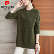 皮爾卡丹（pierre cardin）加肥加大秋冬新款毛衣女寬松韓版大d碼中長款上衣潮長袖外穿針織 芥末綠 XL 加大板建議120-135斤