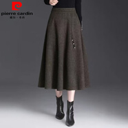 皮爾卡丹垂感遮胯毛呢裙a字半身裙女中長(cháng)款2025年高腰中式秋冬新款大擺裙 灰色75cm裙長(cháng)【星空呢面料】 L 105-115斤
