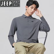 JEEP SPIRIT吉普長袖t恤男2025秋季新款翻領(lǐng)polo衫中年莫代爾棉商務(wù)休閑上衣 深灰色 XL