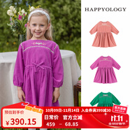 happyology英國女童長袖連衣裙純棉英倫兒童裙子女寶寶秋季連身裙 蘭花紫 104 (104cm)