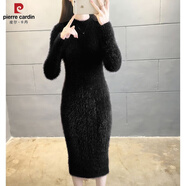 皮爾卡丹過(guò)膝毛衣裙女秋冬半高領(lǐng)加厚保暖針織中長(zhǎng)款打底連衣裙毛衣女2025 黑 色 S 建議80-95斤