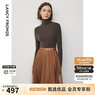 朗姿【王楚然同款】純羊毛高領(lǐng)針織衫秋冬內(nèi)搭打底上衣曠野美拉德 棕色 M