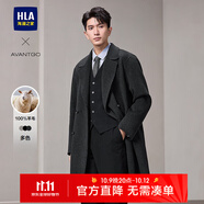 海瀾之家（HLA）大衣男款輕商務經(jīng)典平駁領純羊毛外套男冬季 深灰07 175/92A L推薦137~150斤