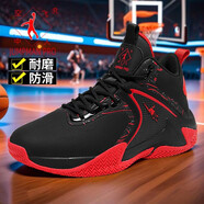 喬丹格蘭（JOEDON GOLAN）中國強風(fēng)se正版籃球鞋男秋透氣休閑鞋初中學(xué)生皮面防水防滑運動(dòng)鞋 A10152黑紅-皮面款 41