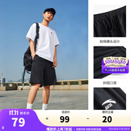 安踏（ANTA）【快干棉】T恤男女同款2025夏季情侶吸濕排汗LOGO寬松休閑短袖t恤 【店長推薦短褲】基礎黑8310-4 2XL /男185 女180