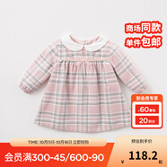 戴維貝拉（DAVE＆BELLA）秋冬裝女童娃娃領(lǐng)格子連衣裙 春秋寶寶長(zhǎng)袖裙子 粉色格子DBM7742 110cm(5Y（建議身高100-110cm）)