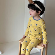 格素凡25秋冬新款兒童萊卡家居服男女童卡通可愛(ài)秋衣秋褲 點(diǎn)點(diǎn)臘腸狗 120 建議身高110-120cm