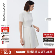 朗姿【尖貨補單】黑白色顯瘦輕禮服襯衫連衣裙女夏新款復(fù)古小黑裙裙子 白色 M 160/80A