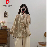 皮爾卡丹（pierre cardin）大號女裝2025秋冬超火搭配一整套新中式國風(fēng)毛呢外套闊腿褲兩件裝 【優(yōu)質(zhì)版】外套【胖妹妹法式甜美/女裝/高冷范氣質(zhì)/ M 【90-100斤】