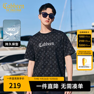 卡賓（CABBEEN）【純棉】新疆長絨棉短袖T恤男2024夏季新款老花滿印潮牌上衣 煤黑色01 3XL /190/56