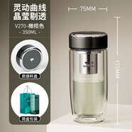 萬象（WANXIANG）雙層鵝蛋玻璃杯帶濾網(wǎng)防燙高顏值車載茶杯 201-300ml V270-橄欖色-350ml