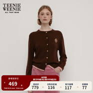 Teenie Weenie小熊秋季綿羊毛軟糯毛針織開衫簡約通勤毛衣外套女裝 棕色 XL (175)